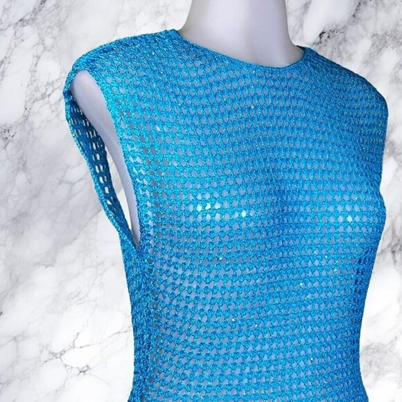 H:ours Hyde Sequin Knit Mini Dress - Blue - Picture 10 of 12